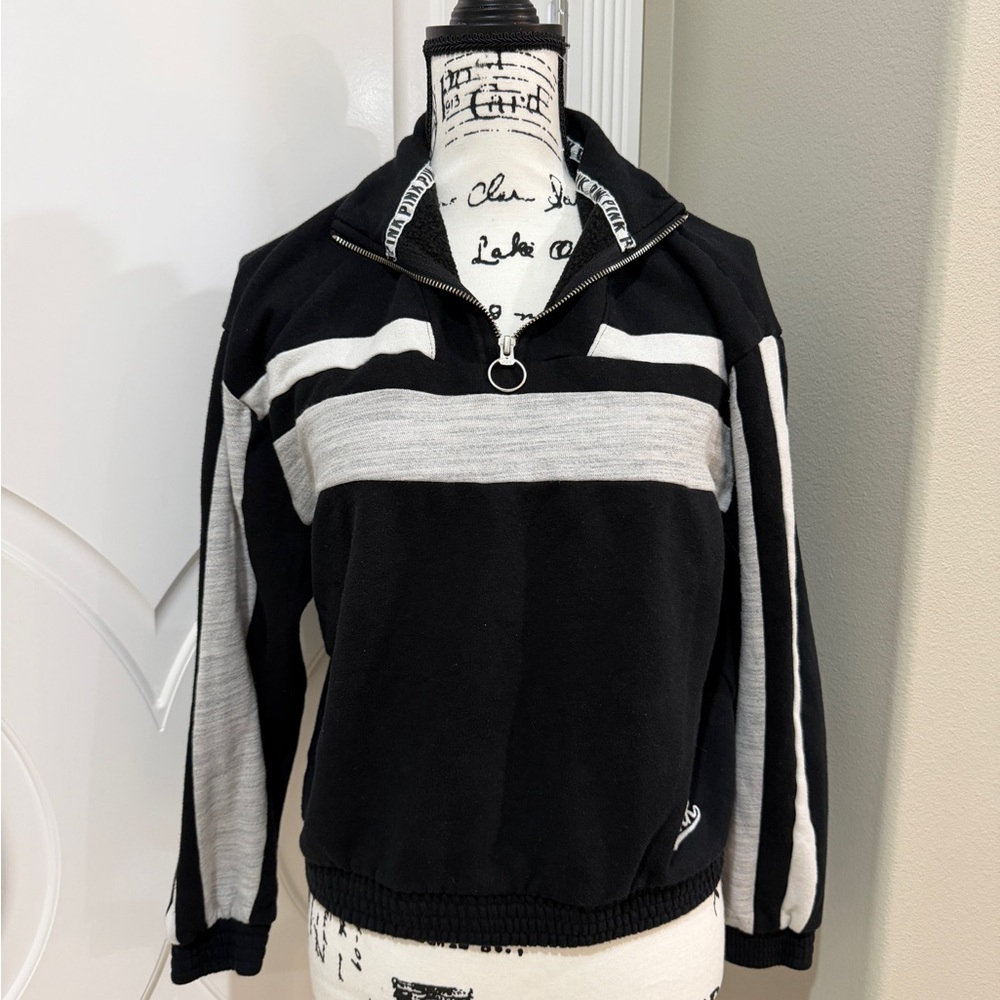 PINK Black and Gray Quarter-Zip Pullover